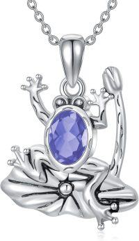 wholesale 925 Sterling Silver Crystal Frog Birthstone Pendant Necklace for Women-Frog December birthstone necklace
