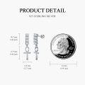 wholesale 925 Sterling Silver Ankh Cross Dangle Stud Earrings for Women Girls  4CM Length-0-2