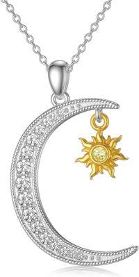 wholesale TOUPOP Moon And Sun Necklace Sterling Silver Sun Moon Pendant Necklace Christmas Birthday Valentines Mothers Day Jewelry For Women Her Friend -undefined