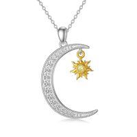 TOUPOP Sterling Silver Sun Moon Pendant Necklace Jewelry For Women-undefined