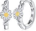 wholesale 925 Sterling Silver Daisy Flower Huggie Hoop Earrings for Women Girls - Hypoallergenic Gift Set-0-0