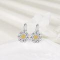 wholesale 925 Sterling Silver Two Tone Daisy Flower Drop Earrings For Women-0-3