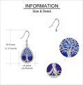 wholesale 925 Sterling Silver Blue & Purple Enamel Celtic Tree Of Life Drop Dangle Hook Earrings For Women  4cm Long-0-2