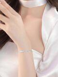 wholesale 925 Sterling Silver Infinity Knot Bar Bangle with Cubic Zirconia - Elegant  for Women-0-1