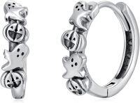 wholesale 925 Sterling Silver 925 Halloween Ghost & Pumpkin Hoop Earrings-Pumpkin