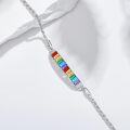 wholesale 925 Sterling Silver Rainbow Pride Bar Link Chain Bracelet LGBTQ Gift for Women & Men-0-2