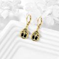 wholesale 925 Sterling Silver Gold Plated Black Onyx Tree of Life Drop Earrings for Women and Girls-0-2