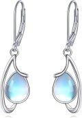 wholesale Sterling Silver Moonstone Larimar Moss Agate Pink Opal Drop Leverback Earrings-0-6