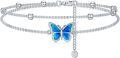 wholesale 925 Sterling Silver Blue Opal Butterfly Layered Anklet for Women-0-0