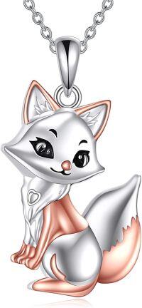 wholesale 925 Sterling Silver Cute Fox Cartoon Pendant Necklace for Women Gifts-Rose Gold Fox