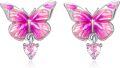 wholesale 925 Sterling Silver Pink Butterfly Heart Stud Earrings for Women Hypoallergenic -0-0