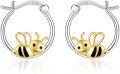 wholesale 925 Sterling Silver Gold Plated Smiling Bee Ladybug Hoop Earrings for Women Gift-0-0