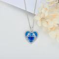 wholesale 925 Sterling Silver Heart-Shaped Blue Turquoise Crab Pendant Necklace for Women-0-4