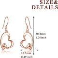 wholesale 925 Sterling Silver Rose Gold Plated Double Heart Dangle Drop Earrings - Valentine's Day Gift for Her-0-1