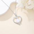 wholesale 925 Sterling Silver Pear-Shaped Opal & Lab-Grown Diamond Heart Necklace - 22mm Pendant, 18-20 Chain, Eternal Love Gift-0-2