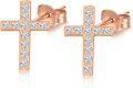 wholesale 14K Gold Moissanite Cross Earrings for Women, Nickel-Free Hypoallergenic, 11mm x 7mm, 0.9g-0-0
