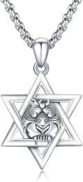 wholesale 925 Sterling Silver Tiger Head in Star Pendant Necklace for Men & Women Judaic Gifts-0-0
