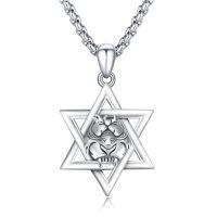 wholesale 925 Sterling Silver Panther Head Pendant Necklace-david of star
