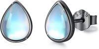 wholesale 925 Sterling Silver Moonstone Teardrop Bridal Studs Cartilage  for Women-Black