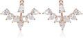 wholesale 925 Sterling Silver Plated Rose Gold  Marquise Cut Cubic Zirconia Floral Front Back Jacket Earrings-0-0