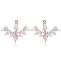 wholesale 925 Sterling Silver Plated Rose Gold  Marquise Cut Cubic Zirconia Floral Front Back Jacket Earrings-0-0