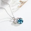 wholesale 925 Sterling Silver Cat Mom Baby Sleeping With Yellow Crystal Pendant Necklace-0-20