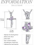 wholesale 925 Sterling Silver Cross with Purple Crystal Butterfly Pendant Necklace for Women-0-4