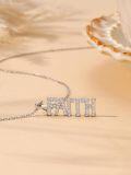 wholesale 925 Sterling Silver FAITH Pendant Necklace with Cubic Zirconia Stones - Christian Jewelry for Women-0-1