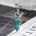 wholesale 925 Sterling Silver Turquoise Flower Vine Hummingbird Pendant Necklaces Gifts for Women and Mom-0-1