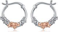 wholesale 925 Sterling Silver Elephant Hoop Earrings - Unique  for Women and Girls-Elephant