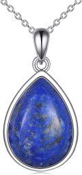 wholesale 925 Sterling Silver Lapis Lazuli Teardrop Pendant Necklace for Women s-0-0