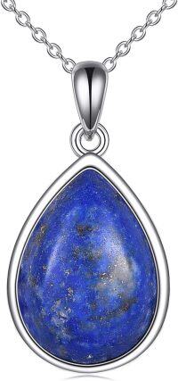 wholesale 925 Sterling Silver Lapis Lazuli Teardrop Pendant Necklace for Women s-lapis lazuli