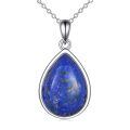 wholesale 925 Sterling Silver Lapis Lazuli Teardrop Pendant Necklace-0-0