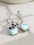 wholesale 925 Sterling Silver Panda Moonstone Drop Earrings Gifts for Women-0-2