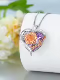TOUPOP 925 Silver Amethyst Valentine's Day Gifts For Daughter Necklace-0-4