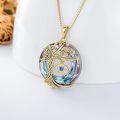 wholesale Sterling Silver Crystal Evil Eye Tree of Life Pendant Necklace - Gold Plated-0-3