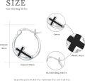 wholesale 925 Sterling Silver 3D Cross Design Black Enamel Small Circle Hoop Earrings for Women Girls -0-5
