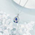 wholesale 925 Sterling Silver Blue Abalone Shell Lotus Pendant Necklace Yoga Gifts for Women-0-4