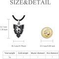 wholesale 925 Sterling Silver Black Enamel Shield Lion Head Pendant Leather Chain Necklace-0-4