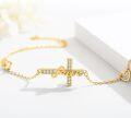 wholesale Gold 925 Sterling Silver Faith Cross Bracelet - Christian Religious Jewelry - Adjustable Length Confirmation Gift for Women & Girls-0-1