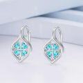 wholesale 925 Sterling Silver Turquoise Four-Leaf Clover Drop Earrings-0-2