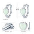 wholesale 925 Sterling Silver Glow in the Dark Celtic Heart Hoops - Luminous Green Stone  for Her-0-4