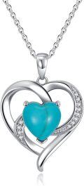 wholesale 925 Sterling Silver Turquoise Heart Pendant Necklace with Chain for Women-0-0