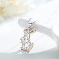 wholesale 925 Sterling Silver Rose Gold Plated Floral Bunny Pendant Necklace for Women-0-2