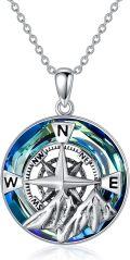 wholesale 925 Sterling Silver Blue Crystal Compass Pendant Necklace for Women Nature Lovers Gifts-0-0
