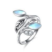 wholesale 925 Sterling Silver CZ Chakra Tree Leaf Adjustable Ring (6 9 ) Holiday Gift-6-Moonstone Ring