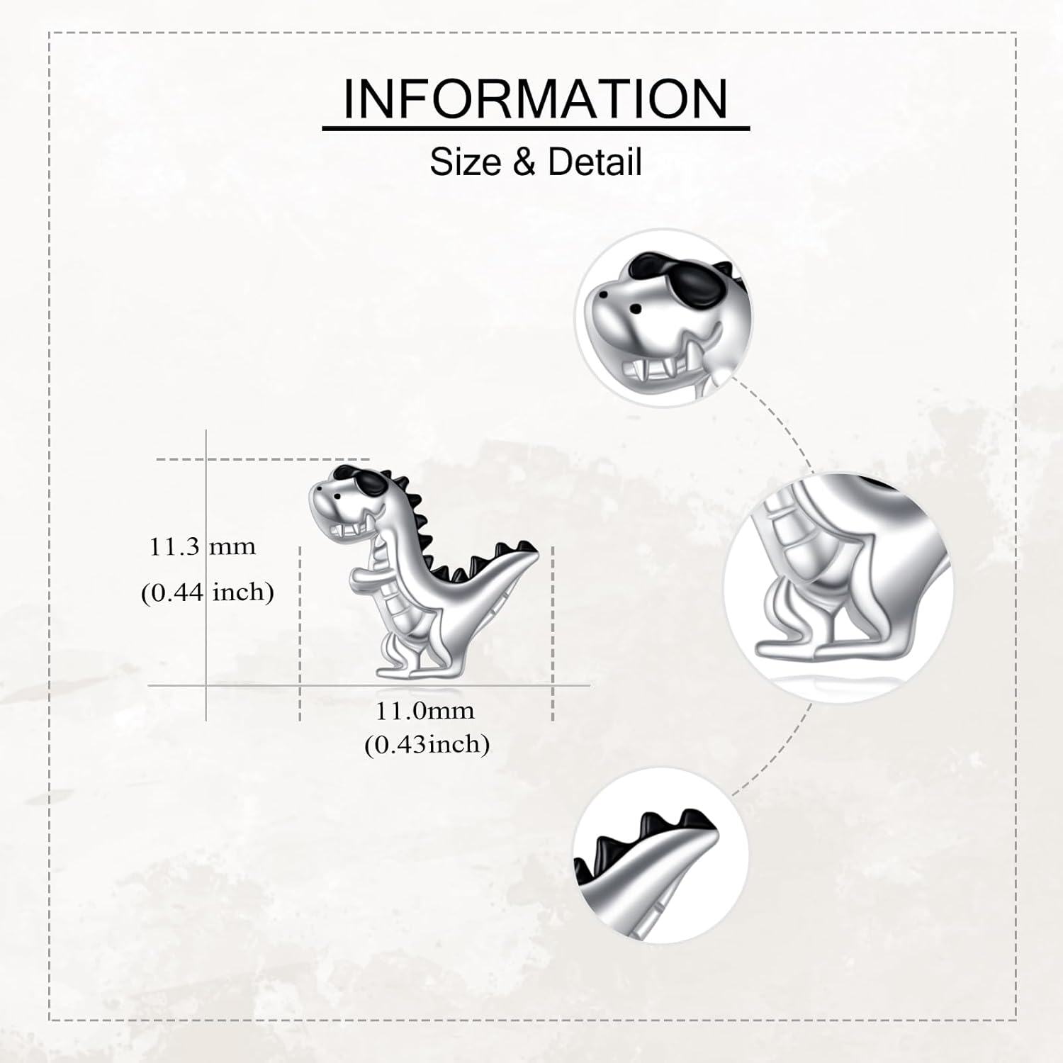 wholesale 925 Sterling Silver Animal Stud Earrings - Dinosaur Design-0-4