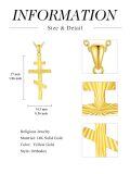 TOUPOP 14K Gold Opal Turquoise Cross Pendant Necklace-0-3