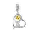 wholesale 925 Sterling Silver Blue Sapphire Moon Heart Cow Charm Pendant-0-11