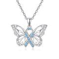 wholesale 925 Sterling Silver Blue Crystal Butterfly Pendant Necklace - PTSD Awareness s for Women-0-0